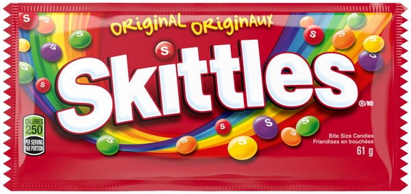 SKITTLES Original Fruity Candy Single Pack, 61g